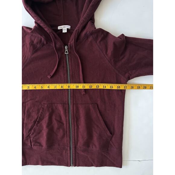 James Perse Cotton-Terry Hoodie Sweatshirt Women 1(S) Maroon Athleisure - Picture 3 of 8